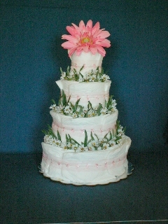 Pink Daisy Four-Layer Cake